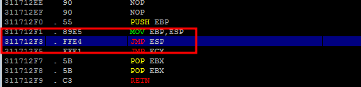 opcode JMP ESP