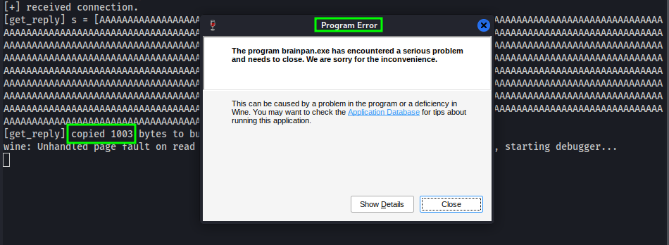 python -c ‘print (”A” * 10000)’