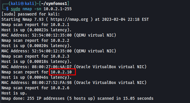 scan nmap 10.0.2.10
